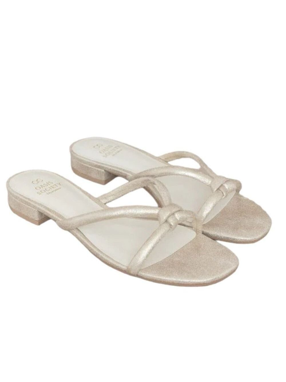 Oasis Society ADA Knot Slip On Flat Sandal in Light Metallic Gold